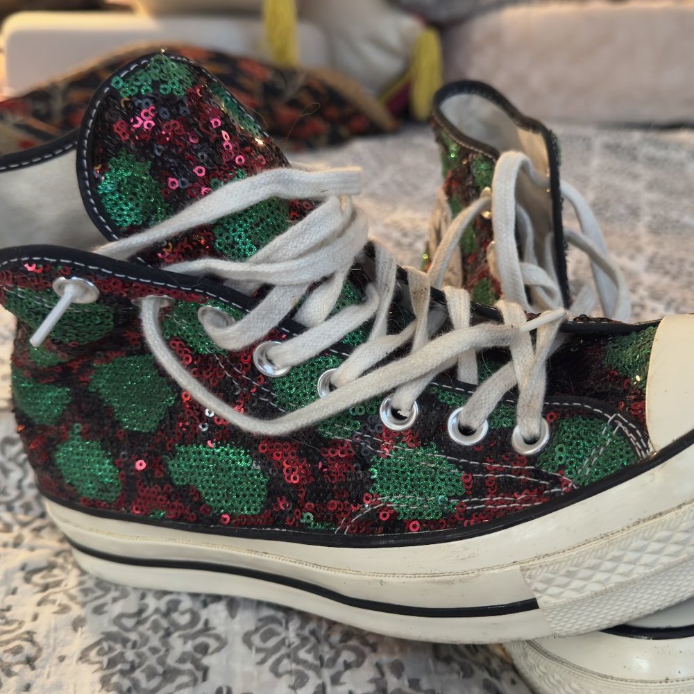 RARE red & green sequin Snakequins Chuck Taylor 70 (Size 8.5 W/6.5 M)